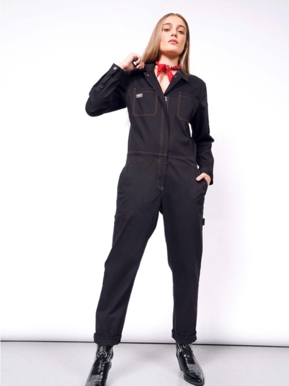 Wildfang Medium Black Women's THE ESSENTIAL HIGH WAISTED COVERALL